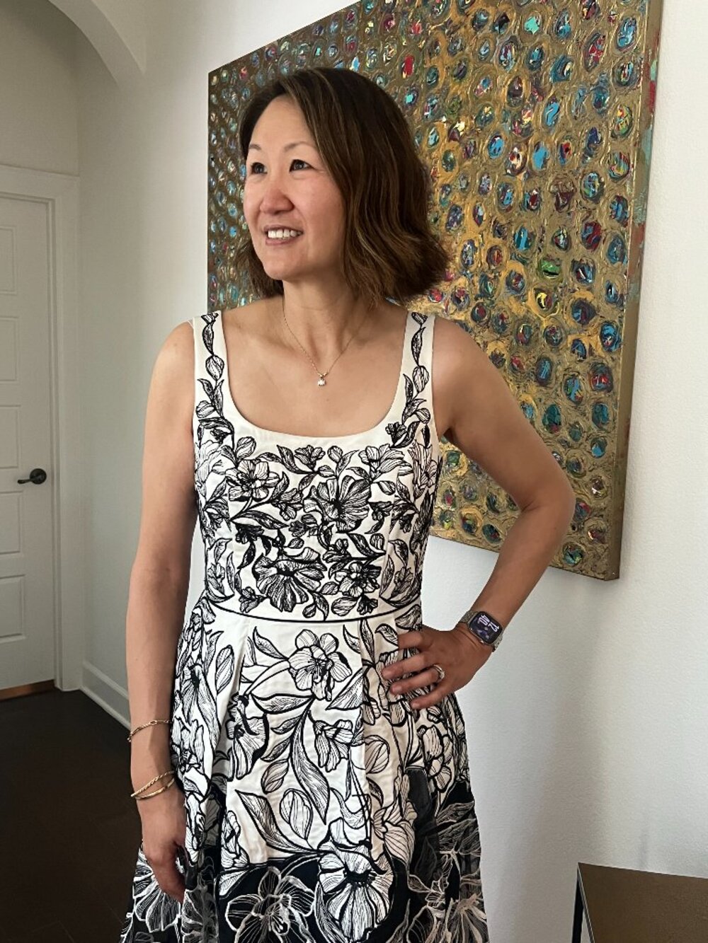 Aidan Mattox Embroidered Organza Midi Dress